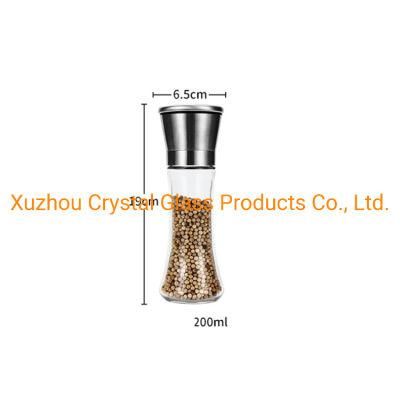 Wholesale 180ml 200ml Kitchen Salt Spice Bottle Glass Grinder Bottle with Manual Mills Cap