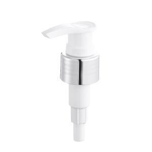 Plastic Dispenser Pump Lotion Device with Matt Silver Aluminum