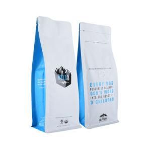 Wholesale Custom Printed Plastic Food Packaging with Zipper Coffee Bag with One Way Valve Flat Bottom Coffee Bean Packaging Bags