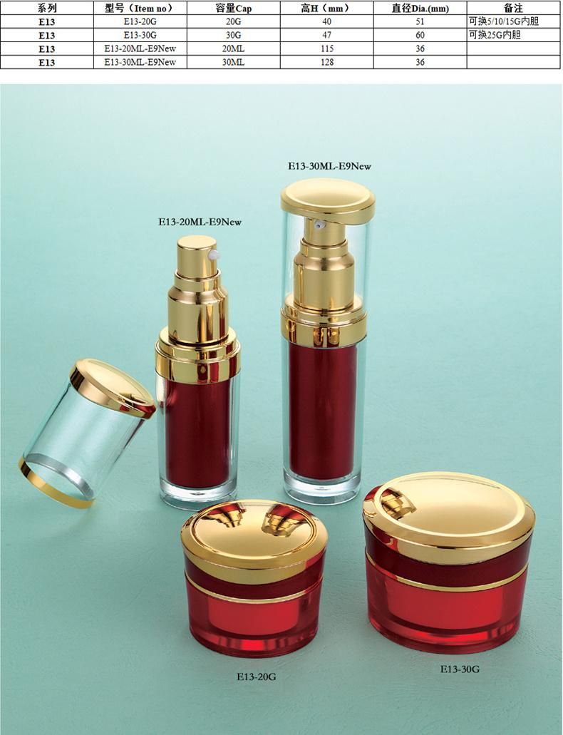 5g 10g 15g 20g 25g 30g 20ml 30ml Hot Sale Acrylic Cream Jar and Bottle Set for Skin Care