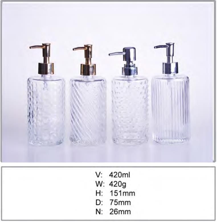 420ml Luxury Refillable Essential Oil Empty Glass Pump Lotion Bottle for Packing Shampoo