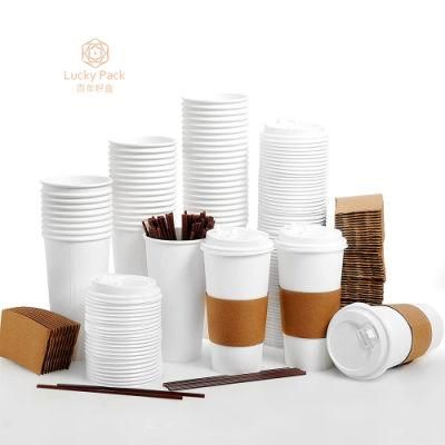Disposable Paper Cups with Lid for Coffee Milk Tea Hot Drink Cold Drink