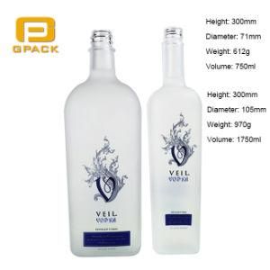 New Design White Color Frosted Big Large Glass Bottle for Vodka Alcohol Spirit Juice Liquor Decal Decoration Bottles with Screw Cap