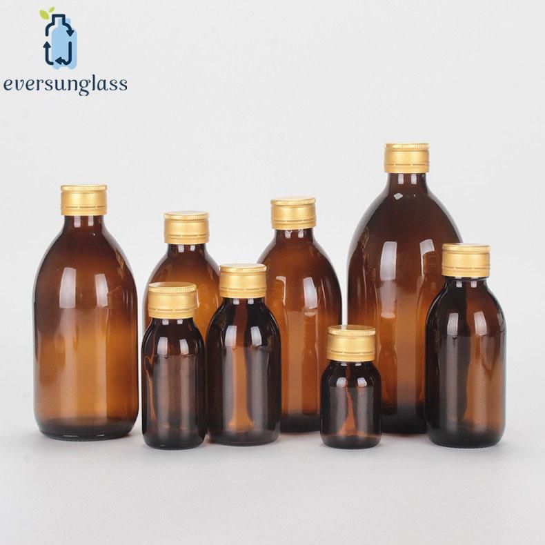 Hot Selling Empty Amber Pharmaceutical Medical Glass Boston Round Bottle