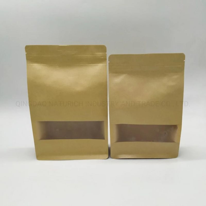 Wholesale Kraft Paper Quad Seal Flat Bottom Packing Bag