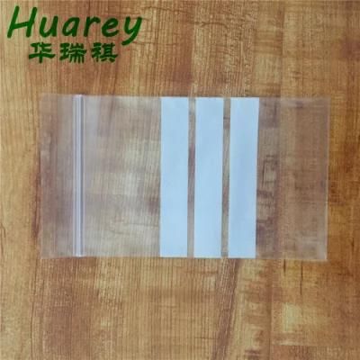 Reclosable Storage Packing Clear Transparent LDPE/ PE Plastic Zipper Bag with Writable White Stripes