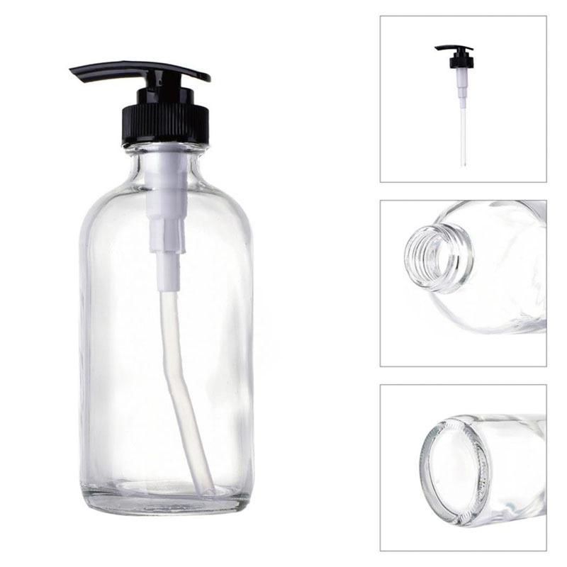 Custom Logo Empty 300ml 500ml Boston Round Hair Oil Liquid Glass Foaming Soap Bottle