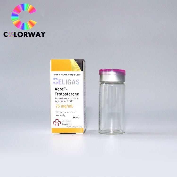 Custom Embossed Debossed Logo Printed Sterile Injection 2ml/5ml/20ml/30ml/50ml/10ml Steriod Brown Amber Transparent Clear Frosty Matte Plating Coated Glass Vial