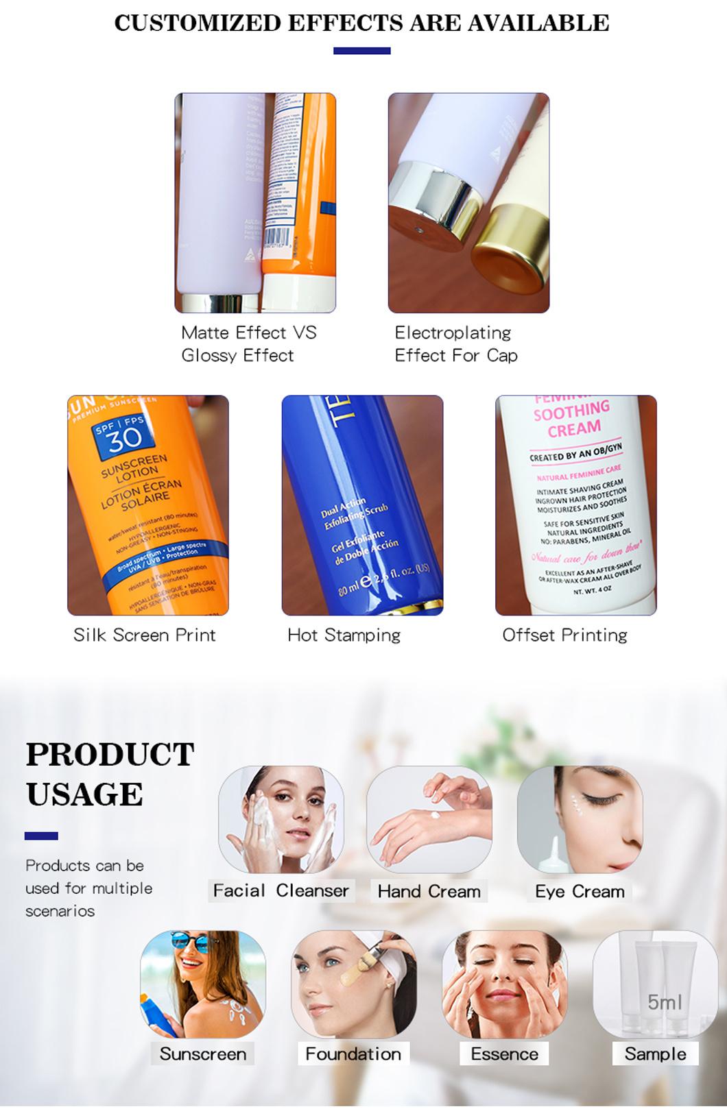 Hot Selling Diamond Cap Customize Squeeze Cream Tubes Facial Cleanser Cosmetic Packaging Tube