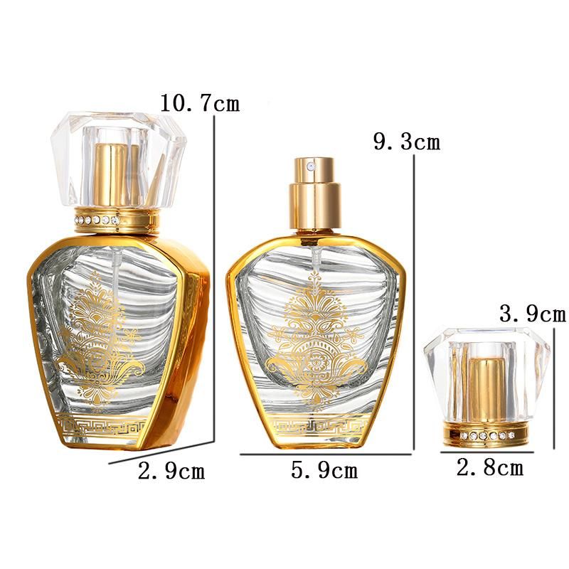 Golden Pattern 30ml Glass Spray Perfume Bottle Portable Travel Refillable Empty Perfume Bottle