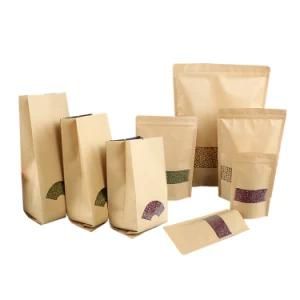 Custom Pack Kraft Brown Cement Mylar Ziplock Paper Package Bag with Window