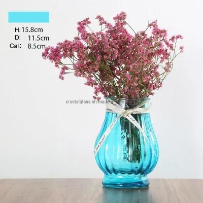 Hot Selling 15.8cm Lantern Shaped Wide Mouth Glass Vase for The Art of Inserting Flowers