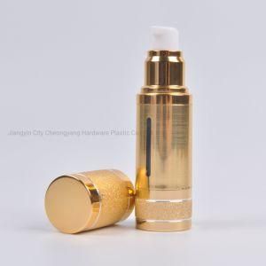 Free Sample Custom Foundation Cosmetic Vacuum Bottle Luxury Gold Aluminum Packaging Press Pump Bottle as Serum