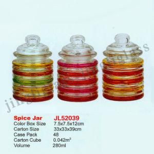 Spiral Body Glass Storage Jar with Beautiful Color
