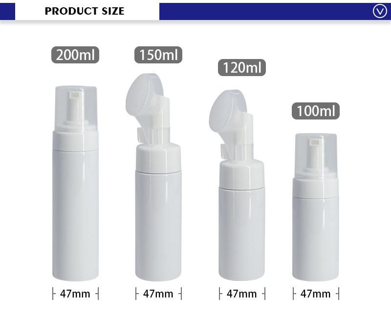 Pure White Color 200ml Pet Foaming Spray Bottles with Soft Brush