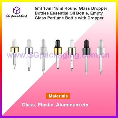 5ml 10ml 15ml Round Glass Dropper Bottles Essential Oil Bottle, Empty Glass Perfume Bottle with Dropper