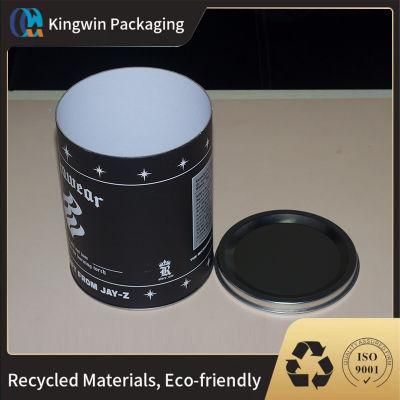 Eco Friendly Metal Circled Coffee Powder Paper Can Black Cylindrical Packaging Tube