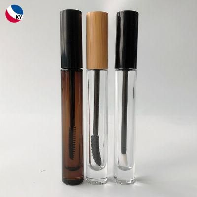 Professional Design Empty Eyelash Lip Gloss Tube 10ml Glass Mascara Bottles with Bamboo Cap
