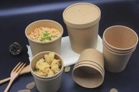 out Going Kraft Paper Soup Cups with Paper Lids
