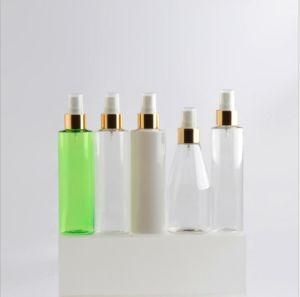 180ml200ml Pet Plastic Flat Shoulder Gold and Silver Cosmetic Mist Spray Bottle