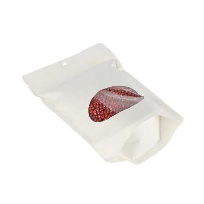 Food Safe 100% Compostable White Kraft Eco Stand up Pouch with Clear Oval Window