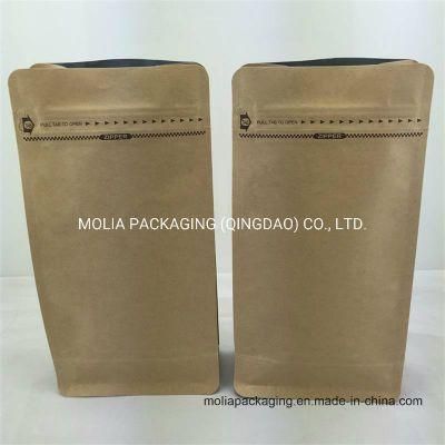Disposable Stand up Kraft Paper Bags Flat Bottom Box Pouch Snack Bag