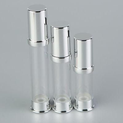 Silver in Stock 5ml 10ml 15ml Mini Atomizer White Head Mist Airless Spray Bottle Packaging Cosmetic Airless Pump Bottles