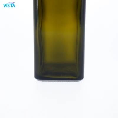 250ml Marasca Square Antique Green Dark Green Olive Oil Glass Bottle Screw Cap