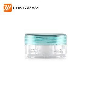 3G 5g PS Material Small Square Cream Jar with Colorful Cap