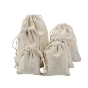 Wholesale Cheap Logo Design Promotional Price Recyclable Organic Small Cotton Muslin Drawstring Bags
