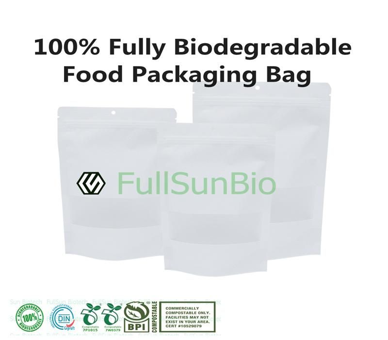 100% Biodegradable Compostable Zipper Food Packaging Snacks Plastic Bag