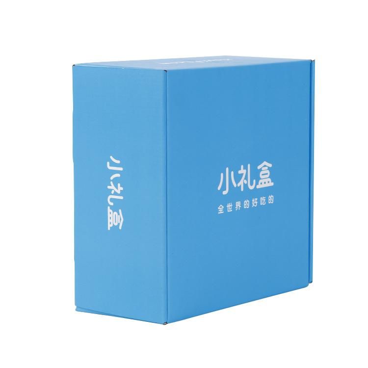 Supplier Custom Small Blue Two-Sided Printed 3 Ply Corrugated Snacks Paper Packaging Carton Mailer Box