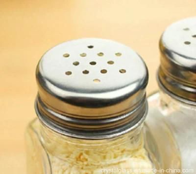 Clear Square Kitchen Glass Spice Jar with Metal Lids