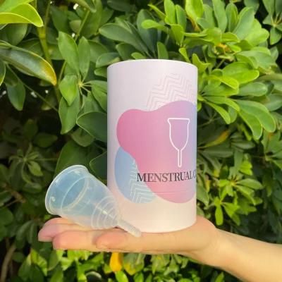 Firstsail Custom Printed Recycle Push up Round Packaging Box Paper Tube for Reusable Silicone Safety Women Menstrual Cup with PVC Window