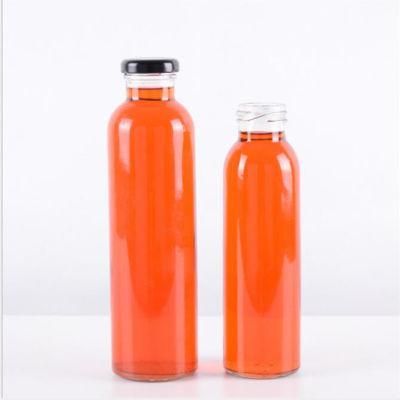 Wholesale 310ml 500ml Round Transparent Milk Beverage Vintage Milk Glass Bottle Bottles with Metal Caps