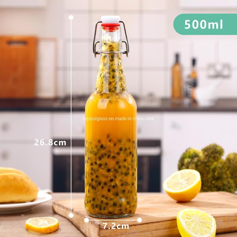 350ml 500ml 1000ml Swing Top Glass Bottle for Beverage and Cold Tea Wine