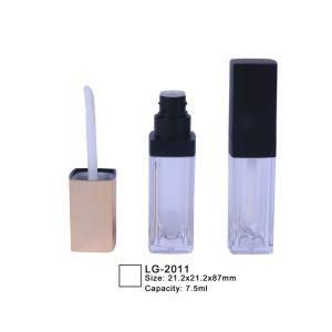 7.5ml Empty Plastic Lipgloss Container Cosmetic Packaging Square Shape Lip Bottle with Brush Applicator