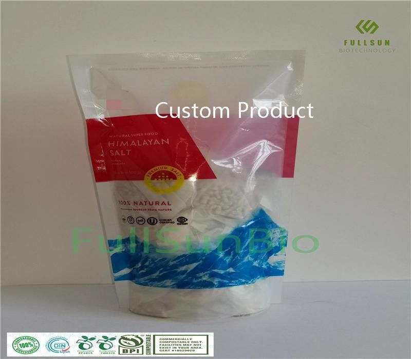 100% Fully Biodegradable Food Packaging Bag Composite with Three Side Sealing Custom Printed Compostable Freezer Vacuum Plastic Bag