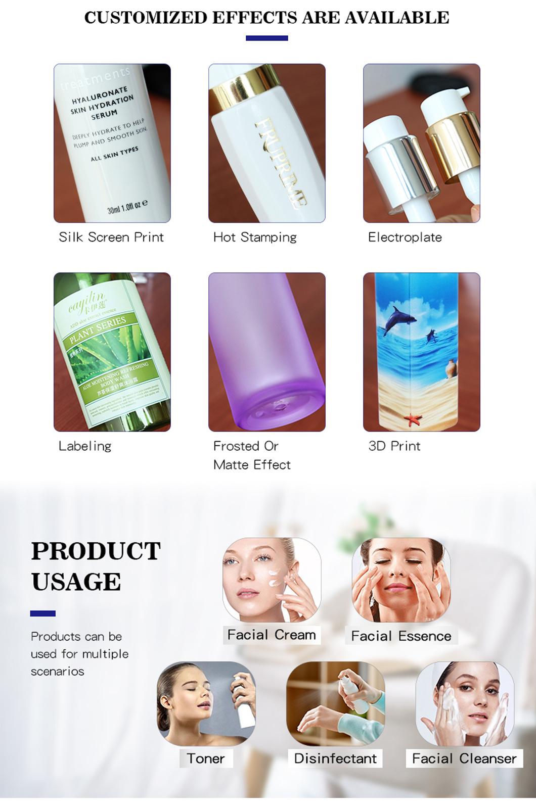Skincare Cosmetic Packaging Empty Clear Glass Dropper Bottle with Customized Logo Printing