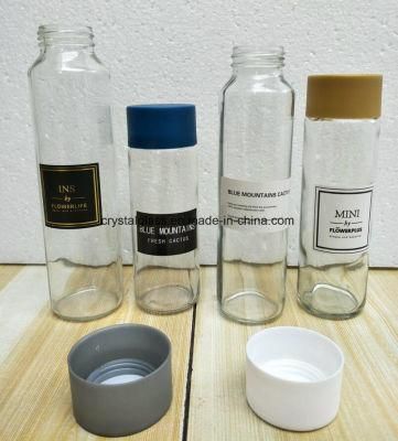 Water Beverage Milk Round Glass Bottle with Plastic Lids 250-800ml