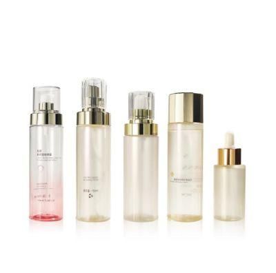 Cosmetics Packing Round Shoulder Frosted Bottles Pet Plastic Container Spray Perfume Lotion Serum Cream Bottle