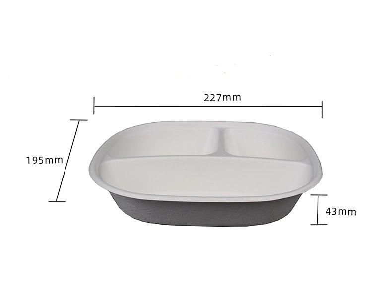 Factory Selling 800ml Biodegradable Bagasse 3 Compartment Food Box