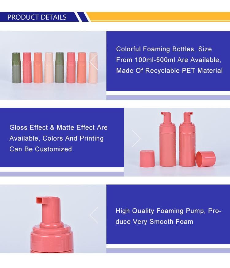 50ml 100ml 150ml 200ml 250ml Wholesale Pet Plastic Cosmetic Packaging Hand Soap Dispenser Foam Pump Bottle