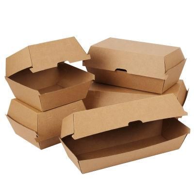 Custom Printed Disposable Fast Food Packaging Box Eco Friendly Compostable Kraft Paper Burger Box