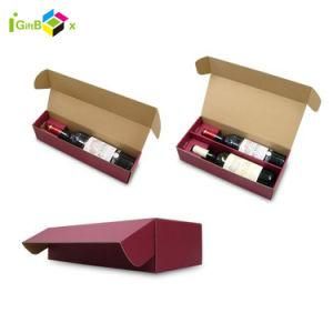 Folding Paper Craft Wine Box with Divider for 2 Bottles
