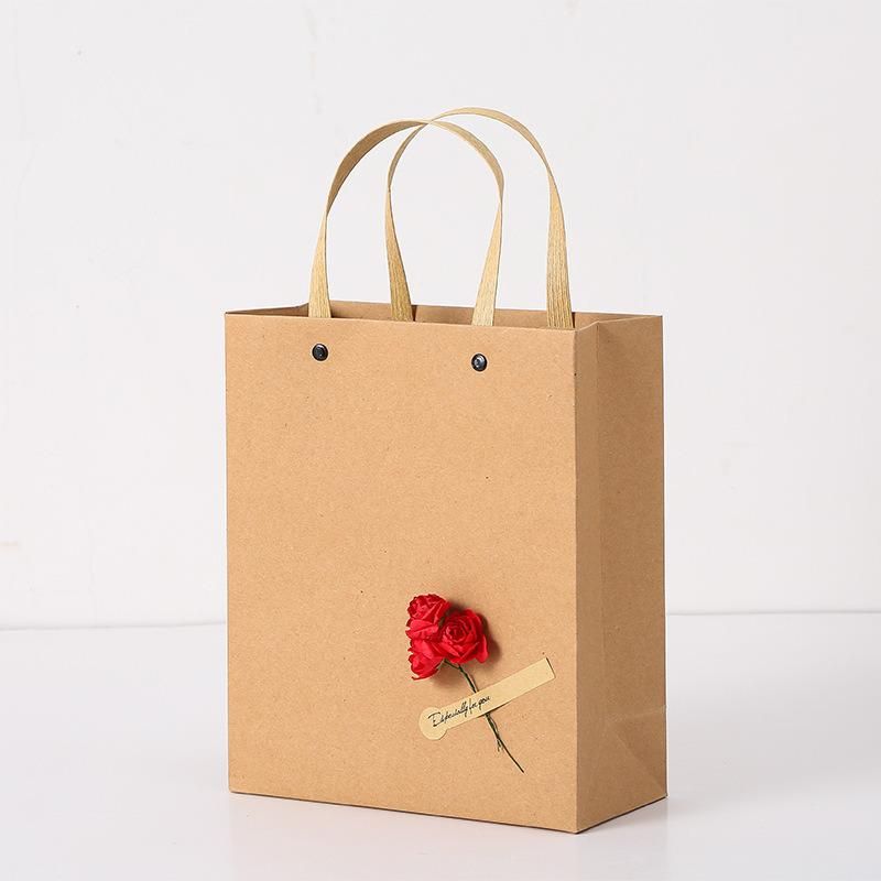 Custom White/Brown Kraft Paper Gift Handle Bag for Food Packaging/Shopping and Twisted Handle Bags Factory Price