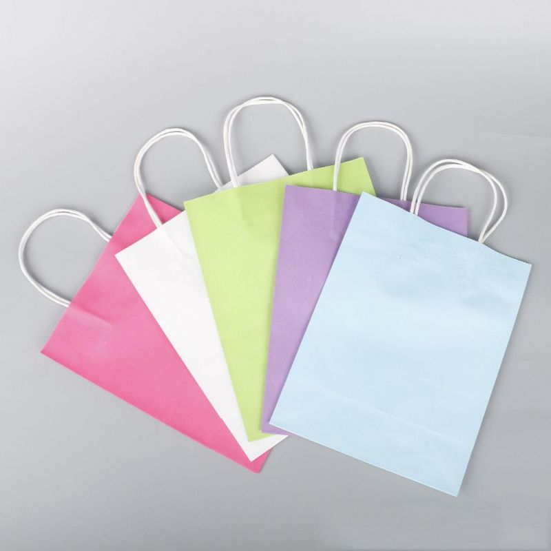 Custom Made Flat Paper Rope Handles Fast Food Brown Takeaway Kraft Paper Bag for Restaurant Packaging