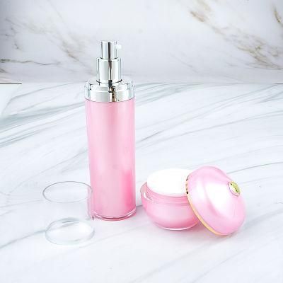 High Class 30g 50g Luxury Empty Acrylic Plastic Cosmetic Jars Rose Gold Pot Cream Pink