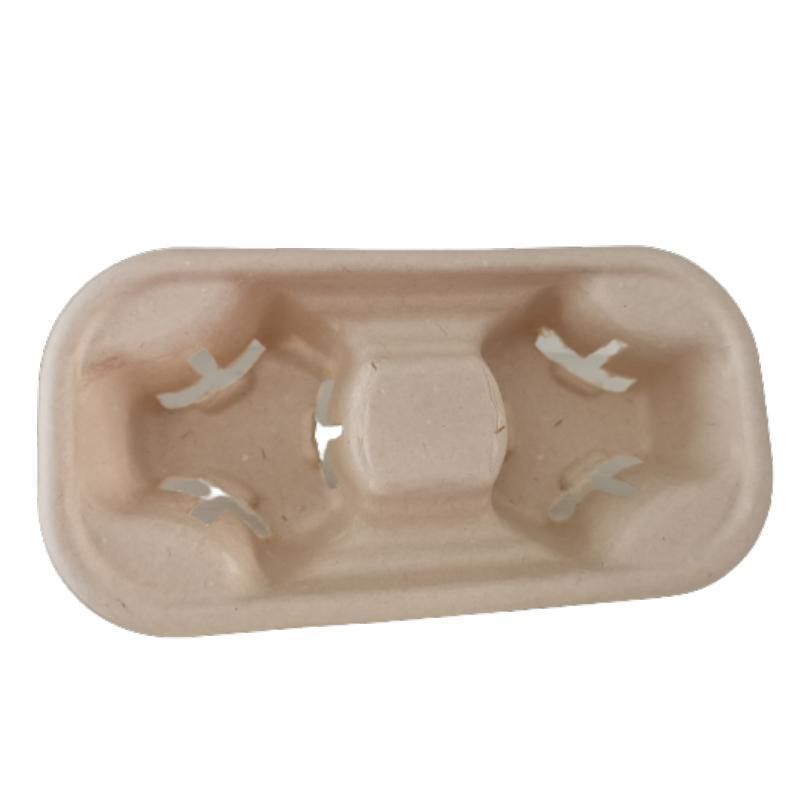 Custom Disposable Bagasse Cup Carrier Take Away Cup Holder Tray