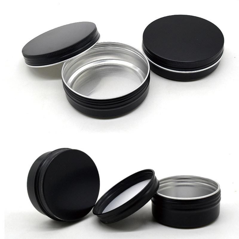 80g Matte Shiny Black Aluminium Jar Tea Storage Can